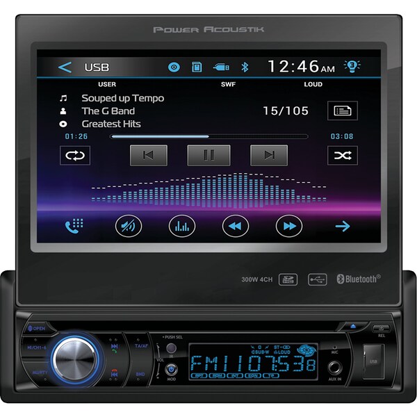 Power Acoustik Single-DIN Motorized 7" LCD DVD Receiver with Bluetooth PD-724B